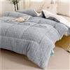 ZTGL Trapunta Invernale, Piumino/Piumone, Coperta in Pile Matrimoniale, Coperta di Peluche Soffice e Morbida, Coperte Pelosa in Microfibra Addensare, Caldo e Leggero,Light Gray,150x200cm(2.5kg)