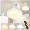 Xoeminor Ventilatore da Soffitto con Luce LED Dimmerabile e Telecomando, Pale Retrattili, 4 Velocità, Attacco E27, Silenzioso Adatto per Soggiorno e Camera da Letto
