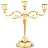 Anawakia Candelabro portacandele da tavolo, in metallo, a 3 bracci, colore: oro