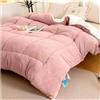ZTGL Trapunta Invernale, Piumino/Piumone, Coperta in Pile Matrimoniale, Coperta di Peluche Soffice e Morbida, Coperte Pelosa in Microfibra Addensare, Caldo e Leggero,Rosa,200x230cm(3kg)