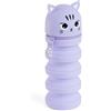 Back2Fun - Astuccio scuola 2 in 1 estensibile in silicone morbido, Portapenne retrattile con chiusura a zip, Design kawaii gattina