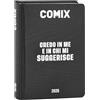 COMIX - Diario Mini Giornaliero 16 Mesi, Diario Scuola 2025-2026, con Copertina Rigida, Ideale per la Scuola Media e Superiore, 11x15.3h cm, Nero/Bianco