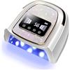 Asimebesty Lampada UV Nail Gel 120W Lampada UV LED Unghie Ricaricabile Senza Fili con 3 Timer Professionale Lampada LED Asciugacapelli con Sensore Automatico Display LCD per Smalto Gel