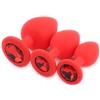 BONDAGERIE® Plug anale in silicone medico rosso con diamante di colore Rosso, sacchetto incluso, Taglia Kit 3 Plug S M L