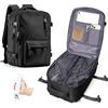 VECAVE Zaino Sottovuoto Viaggio Con Pompa Zaino Ryanair 40x20x25 Aereo Bagaglio a Mano Zaini 14 Pollici Porta PC Casual Impermeabile Daypack Borsa da Cabina per Donna Uomo Nero