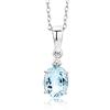 Miore Collana Donna con Catena, Aquamarina con Diamante taglio Brillante Oro Bianco 9 Kt / 375 Catenina Cm 45