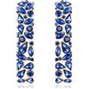 EVER FAITH Orecchini a pendente geometrici a rettangolo con strass, orecchini a goccia quadrati con cristalli Brillanti blu navy