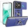 HuiYouMY Cover e Vetrino Compatible with Oppo A5 PRO 5G Cover Antiurto Protezione Fotocamera 360° Metallo Anello Supporto Militare Antiurto Hard PC Custodia Vetro temperato Pellicola Protettiva,Navy