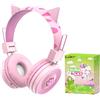 JYPS Cuffie Bluetooth Bambina, Dinosauro/Orecchie di Gatto Cuffie Bambini con Microfono, Bambina Cuffie Wireless Senza Fili Stereo per iPad/Tablet/Scuola, Musica Cuffie over-ear per Ragazze