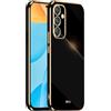 HONLEN Custodia per Samsung Galaxy A55 5G (6.5 Inches), Cover Morbida in Silicone TPU, Design del Telaio Galvanico - Nero