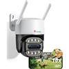 Ctronics Zoom Ibrido 10X Telecamera WiFi Esterno 2,5K con Doppio Obiettivo, PTZ Telecamera 4MP, Rilevamento di Persone/Veicoli e Tracciamento Automatico, Visione Notturna a Colori, Audio Bidirezionale
