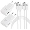 KenSera Confezione da 2 Adattatori di Ricarica con Funzione di Ricarica Rapida (USB Type-C) con cavo di1,5 m per Samsung Galaxy S10/S9/S8/S10e/S10+/S8+/S9+/Note 8 9 10 20/S22/S21/S21+/S21 Ultra/S20/Z Flip3