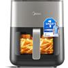 MIDEA Friggitrice Ad Aria 6,5L con LED TouchScreen, 10 Programmi, Cestello Vetro Trasparente e Luce, Regolazione della Temperatura e Del Tempo, 90% Meno Olio, 2000W Air Fryer
