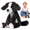 Dubbulon Giocattolo per cucciolo in bianco e nero, peluche per cane Border Collie - Giocattolo realistico del border collie del cucciolo | Peluche cane Border Collie per bambini, bambini, ragazze