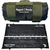 RIGGED & READY TRAVEL FISHING Rigged and Ready Travel Unhooking Fishing Landing Mats. 2 misure compatte, leggere, facili da trasportare, piegare e pulire. Moschettone a S 110 x 53 cm, piegato 30 x 12 cm, 280 g o 82 x 50 cm, 27 x