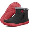 Gaatpot Stivaletti da Invernali Uomo Barefoot Stivali da Neve Caldo Fodera Scarponcini Minimaliste con Zero Drop Soles Nero_rosso 46
