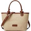 Mabecol Borsa Paglia Donna Estiva con Pochette - Borsa a Spalla Piccola Mare Elegante Borsetta Tote Shopper Bag in Stile Naturale, Perfetta per Spiaggia, Shopping o Viaggio (Brown)