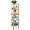 Relaxdays Colonna Bagno, in Bambù, Mobile Alto a 5 Ripiani, da Cucina, Salvaspazio H x L x P: 140 x 34 x 33 cm, naturale