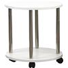 BAKAJI Tavolo Tavolino Salotto con 4 Ruote Carrello Carrellino Legno MDF Bianco da Caffè Design Minimal Arredamento Arredo Portaoggetti Mobile Soggiorno Cucina Bagno Doppio Ripiano Scaffali (Rotondo)