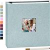 Yopih Album Fotografico Autoadesivo 33x32 cm, Scrapbook Fai da Te con 40 Pagine Bianche, Copertina in Lino, Album Foto per 10x15 13x18 20x25 cm, Regalo Famiglia Matrimonio Viaggi Turchese