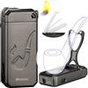 FANKAI Accendino per Pipa con Supporto, Strumenti di Pulizia 3 in 1, Ricaricabile a Butano con Fiamma Morbida Angolata, Accendino a Gas Cool con Finestra per Regalo Pipa