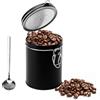 DAWRIS Barattolo per caffè in acciaio inox ermetico con valvola, contenitore per caffè vuoto nero per mantenere la freschezza, protezione dell'aroma con coperchio per chicchi di caffè, polvere, tè, noci