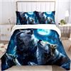 IUNTWEIE Wolf Set di biancheria da letto 200 x 200 cm, Housse de couette 3D con cerniera, motivo lupo, morbida e confortevole in microfibra (Wolf 3, 200 x 200 cm)