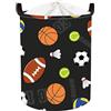 HUUMONSS Grande Cesta Porta Biancheria Bambini Palloni Sportivi Pieghevole Cestini Portaoggetti Giocattoli Vestiti per Bagno Cameretta, Nero, 63L