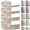 Swpeet 4 rotoli di 4 misure color champagne, nastri autoadesivi con strass, per artigianato e decorazione del telefono