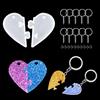 Zayookey Stampi per Resina Puzzle Silicone Portachiavi Stampo Epossidica a Forma di Cuore Muffa di Casting della Resina del Pendente Resin Mold Kit con 10 Accessori Portachiavi (Forma di Cuore)