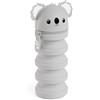 Back2Fun - Astuccio scuola 2 in 1 estensibile in silicone morbido, Portapenne retrattile con chiusura a zip, Design kawaii koala