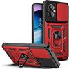 DESSEN Cover per Oneplus Nord N20 5G/OPPO Reno7 Z 5G/Reno7 LITE, Custodia Morbida in Silicone TPU/PC e Obiettivo Case, Antiurto Guscio con Magnetico Anello Rotante Supporto Bumper. Rosso