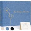 Lanpn Libro degli Ospiti del Funebri Funerale, Libro di Condoglianze Commemorativa in Lino, in Loving Memory Funeral Guest Book for Memorial Service, Libro di Registrazione degli Ospiti, Blu