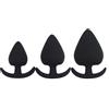 BONDAGERIE Plug Anale Spades Picche, in Silicone Medico morbido liscio, colore Nero, Taglia Kit 3 Plug S M L