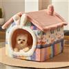 Jiupety Cuccia Cane Interno Chiusa Taglia Media con Motivo a Stella, Cuccia Pelosa per Cani da Interno Taglia L 53 x 43 x 46 CM, Dog House, Rainbow Bunny