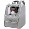 Pecute Zaino per gatti, zaino per cani di piccola taglia, per gatti, cani, cuccioli, gattini, trasportino per viaggi, escursionismo, bicicletta, passeggiate all'aperto, grigio chiaro