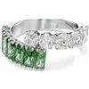 Swarovski Matrix Anello, Gioiello Versatile per Occasioni Speciali con Zirconia Trasparenti e Verdi, Pietre Scintillanti a Taglio Misto, Placcatura in Tonalità Rodio, Taglia 52