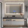 POYHKFD Specchio da bagno a LED con Bluetooth 140 x 80 cm, specchio da bagno con illuminazione con dimmer di colore anti-appannamento, specchio a led con display della temperatura, (modello premium, 140 x 80