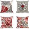 Zoulile Federe Cuscini Divano 65x65 cm Set di 4 rosso Cuscini per Divano fiore Cuscini da Esterno in Lino Piazza Piazza Cuscini Decorativi Federe Confezione per Divano Soggiorno Ufficio Auto Regali Home Decor