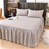 Homxi Copriletto Volant Singolo con 2 Federe(200 x 220 cm),Completo Letto Tinta Unita Lenzuolo Letto Singolo Argento Grigio