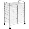 Soberine Carrello Portaoggetti Stoccaggio con 12 Cassetti Cassettiera Rimovibili in Plastica con Ruote per Ufficio Cucina Dispensa Soggiorno Bagno (Bianco)