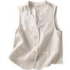 Generic Gilet da donna in cotone lino, gilet casual allentato con scollo a V, senza maniche Giubbotto Estivo Leggero
