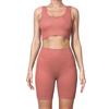 dohomiryo Donna Set di Abbigliamento Yoga Reggiseno Sportivo+Pantaloncini 2 Pezzi Completo Sportivo Palestra Fitness Activewear Rosso chiaro M