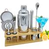 OBALY Bartender Kit 11-Piezas Coctelera-Mezclador para Cócteles 25oz Boston Shaker-Accesorios de Bar con Elegante Soporte de Bambú Kit Mezclador de Bebidas Kit Martini…