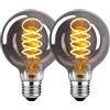HUSTUNG Lampadine LED E27, Dimmerabile Lampadina LED 4W (Equivalente a 40W) G80 Edison Vintage Lampadina LED E27 Luce Calda 2400K -Grigio, Pacco da 2