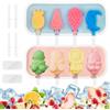 Xmart 2 pezzi Stampi per Gelati Stampini per Gelato Formine per Ghiaccioli Silicone Riutilizzabili Forme di Frutta e Animali con 2 Coperchio e 12 Bastoncini per Fai Da Te Gelati