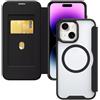 HAONANDE Magnetica Cover Per iPhone 13 / iPhone 14, Custodia Pelle PU Flip Compatibile con MagSafe, slot per carte, blocco RFID, Pportafoglio Protettiva Antiurto Trasparente Case Nero