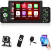 Techschermo Autoradio 1 Din con Senza fili Carplay e Android Auto - Stereo auto Bluetooth Touchscreen HD da 5 Pollici con Mirror Link, Radio FM, Porta AUX/USB, SWC + Telecamera di Backup
