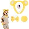 SSKHE Costume da orso di carnevale per bambini e donne, 4 pezzi Set di gioco di ruolo di orso di carnevale, set di orecchie di orso di cerchietto per capelli, coda di naso, nodo di cravatta (giallo)