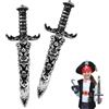 Wekuw Spada pirata,2 Pezzi Spada Giocattolo in Plastic Pada Giocattolo Pugnale Pirata Coltello Finto Non Affilato Piratas Accessori Bambini Costume da Piratas per Bambini,per Festa a Tema,Carnevale(Argento)